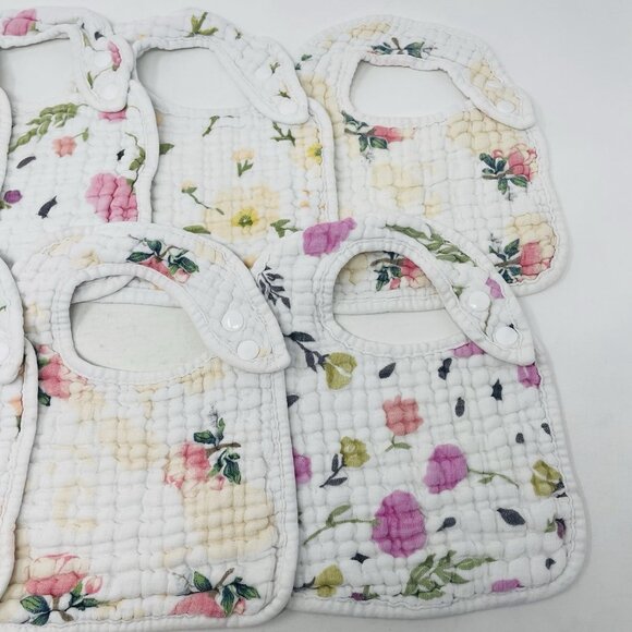 Zainpe Baby Girls 7 Piece Snap Muslin Cotton Absorbent & Soft Feeding Bibs 076 - Picture 3 of 6